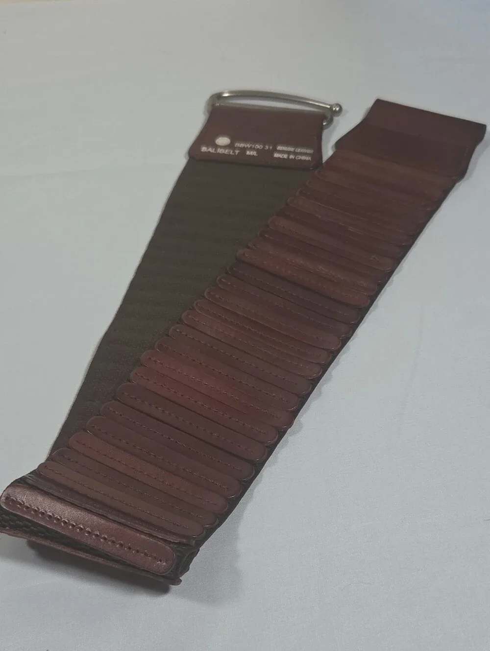 Womens 80s 3 In Wide Stretch Leather Waist Belt - Brown Sulver Buckle
